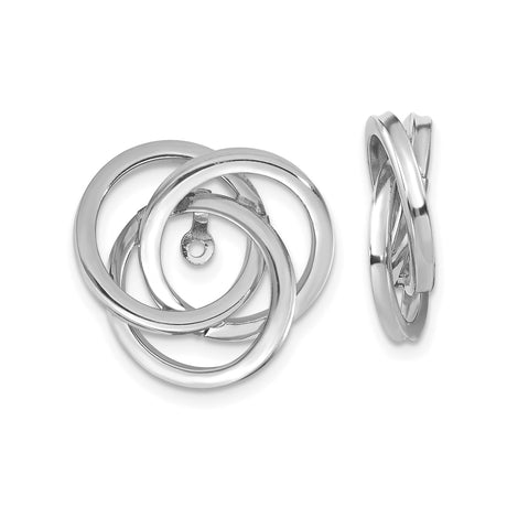 14k White Gold Interlocking Circle Pendant with Three Polished Rings, Hidden Bail Design
