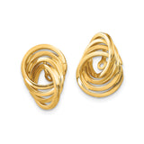 14k Yellow Gold Oval Hoop Earrings with Twisted Multi-Ring Design and Polished Finish