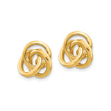 14k Yellow Gold Love Knot Stud Earrings with Interlocking Knot Design for Women