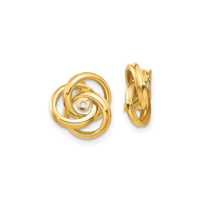 14k Yellow Gold Love Knot Stud Earrings with Interlocking Knot Design for Women