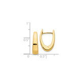 14k Yellow Gold Oval Hoop Earrings, Hinged Clasp, Smooth Polished Minimalist Design