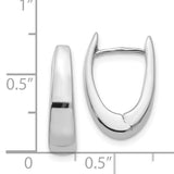 14k White Gold Huggie Hoop Earrings, Modern U-Shape Minimalist Oval Design for Women