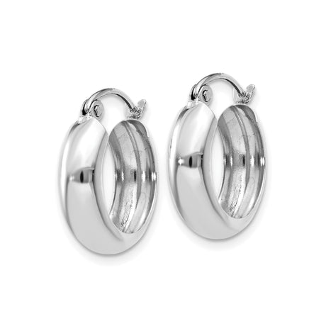 14k White Gold Hoop Earrings, Polished Finish, Medium Size, Classic Minimalist Design for Women