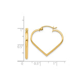 14k Yellow Gold Heart Shaped Hoop Earrings, Sleek Minimalist Design for Women