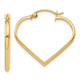14k Yellow Gold Heart Shaped Hoop Earrings, Sleek Minimalist Design for Women