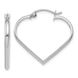 14k White Gold Heart Shaped Hoop Earrings, Minimalist Polished Design for Women