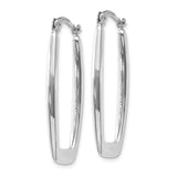 14k White Gold Rectangular Hoop Earrings, Sleek Modern Tube Style, Lightweight Minimalist Design