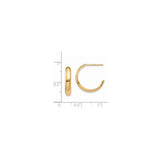 14k Yellow Gold Hoop Earrings, Classic Polished J Hoop Design for Women