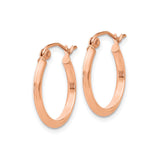 14k Rose Gold Hoop Earrings, Simple Round Polished Lightweight Classic Style for Women