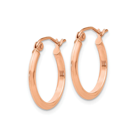 14k Rose Gold Hoop Earrings, Simple Round Polished Lightweight Classic Style for Women