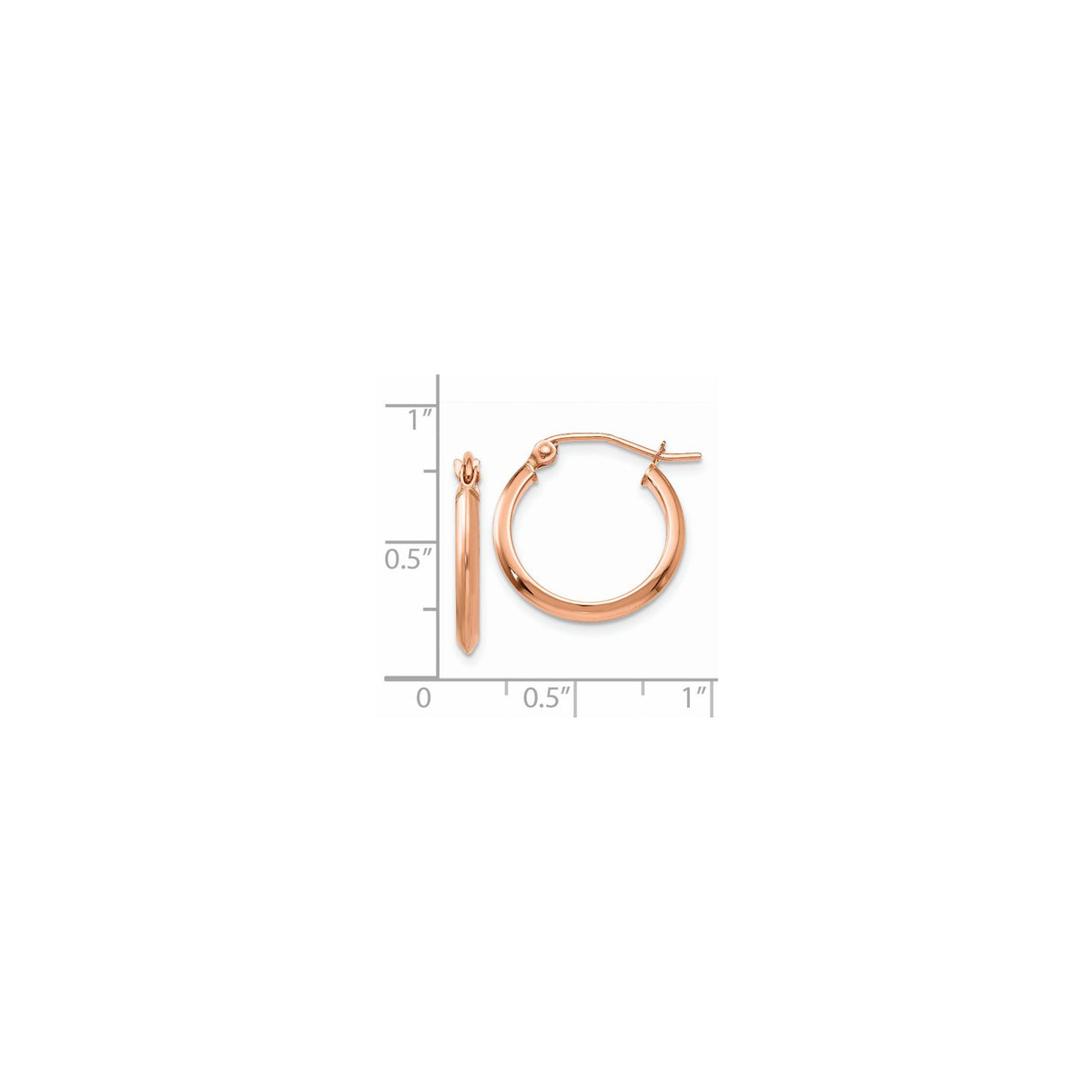 14k Rose Gold Hoop Earrings, Simple Round Polished Lightweight Classic Style for Women