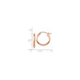 14k Rose Gold Hoop Earrings, Simple Round Polished Lightweight Classic Style for Women