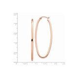 14k Rose Gold Oval Hoop Earrings, Lightweight Minimalist Design for Women