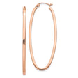 14k Rose Gold Oval Hoop Earrings, Lightweight Minimalist Design for Women