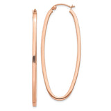 14k Rose Gold Oval Hoop Earrings, Lightweight Minimalist Design for Women