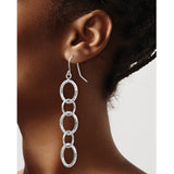 14k White Gold Dangle Earrings with Three Linked Open Circles, Textured Modern Design