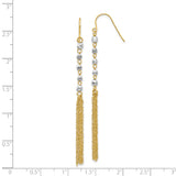 14k Yellow Gold Dangle Earrings with Two-Tone Beads, Long Chain Tassel Drops for Women