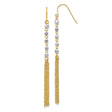 14k Yellow Gold Dangle Earrings with Two-Tone Beads, Long Chain Tassel Drops for Women