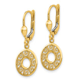 14k Yellow Gold Dangle Earrings with Openwork Discs and Swirl Filigree Design