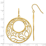 14k Yellow Gold Dangle Earrings with Openwork Filigree and Textured Leaf Design