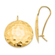 14k Yellow Gold Hammered Disc Dangle Earrings, Textured Round Drops, Boho Chic Style for Women