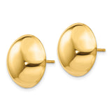 14k Yellow Gold Dome Stud Earrings, High Polish Finish, Classic Minimalist Style for Women