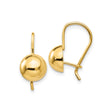 14k Yellow Gold Dome Drop Earrings with Smooth High Polish Finish and Leverback Closures