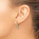14k Tricolor Gold Hoop Earrings, Italian Made Braided Twisted Design for Women