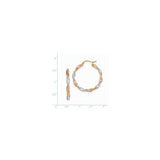14k Tricolor Gold Hoop Earrings, Twisted Braided Design, Lightweight for Women