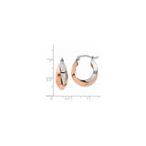 14k Yellow and White Gold Twisted Hoop Earrings, Classic Polished Round Design for Women