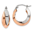 14k Yellow and White Gold Twisted Hoop Earrings, Classic Polished Round Design for Women
