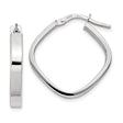 14k White Gold Square Hoop Earrings, Italian Made Lightweight Geometric Style