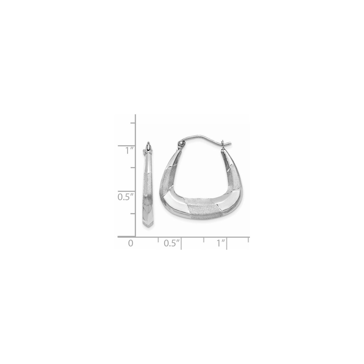 14k White Gold Twisted Hoop Earrings with Polished Satin Finish, Lightweight Modern Design