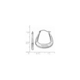 14k White Gold Twisted Hoop Earrings with Polished Satin Finish, Lightweight Modern Design