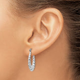 14k White Gold Twisted Hoop Earrings, Braided Chunky Design, Lightweight Statement Style