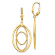 14k Yellow Gold Dangle Earrings with Triple Interlocking Oval Hoops, Textured and Polished Finish