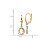 14k Two-Tone Gold Dangle Earrings with Interlocking Oval Loops Leverback Drop Style