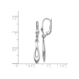 14k White Gold Dangle Drop Earrings with Open Teardrop Design, Minimalist Leverback Style