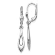 14k White Gold Dangle Drop Earrings with Open Teardrop Design, Minimalist Leverback Style