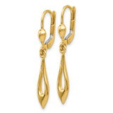 14k Yellow Gold Dangle Drop Earrings with Elongated Teardrop and Open Center Design