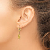 14k Yellow Gold Dangle Drop Earrings with Elongated Teardrop and Open Center Design