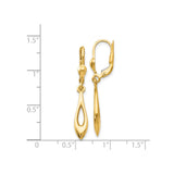 14k Yellow Gold Dangle Drop Earrings with Elongated Teardrop and Open Center Design
