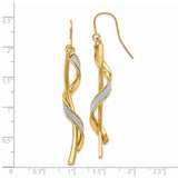 14k Yellow Gold Dangle Earrings with Twisted Spiral Design and White Gold Accents