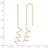 14k Yellow Gold Threader Earrings with Spiral Twisted Drop and Beaded Chain Design