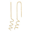 14k Yellow Gold Threader Earrings with Spiral Twisted Drop and Beaded Chain Design