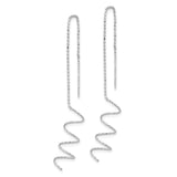 14k White Gold Spiral Threader Earrings, Modern Pull-Through Drop Design for Women
