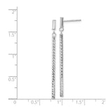 14k White Gold Dangle Drop Earrings with Elongated Textured Bars, Sleek Modern Design