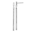 14k White Gold Dangle Drop Earrings with Elongated Textured Bars, Sleek Modern Design