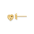 14k Yellow Gold Heart Shaped Stud Earrings with Faceted Design and Textured Edge