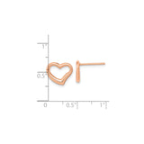 14k Rose Gold Open Heart Stud Earrings, Dainty Minimalist Design for Women